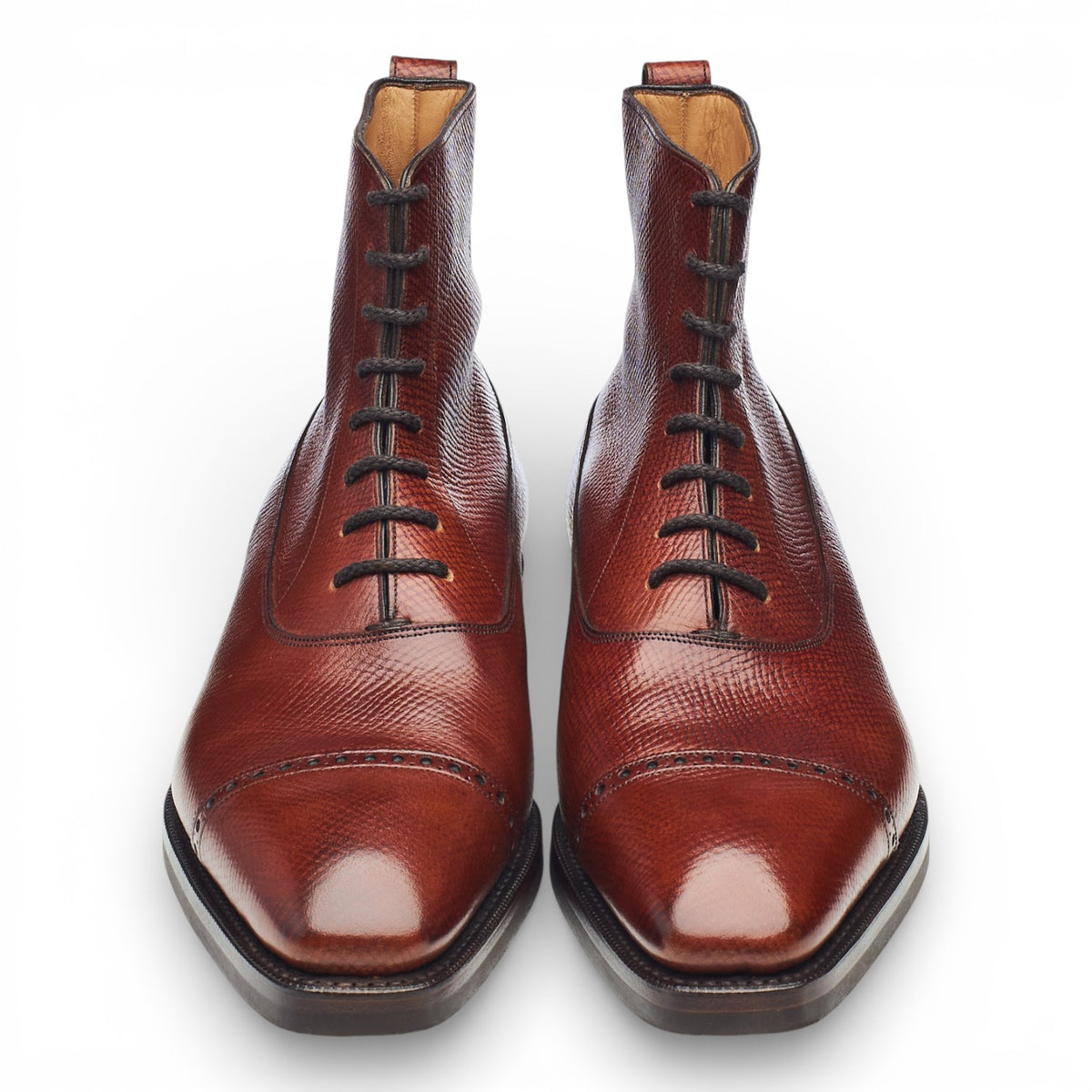 'Canterbury' Tan Brown Grain Leather Oxford Boots UK 9.5 E