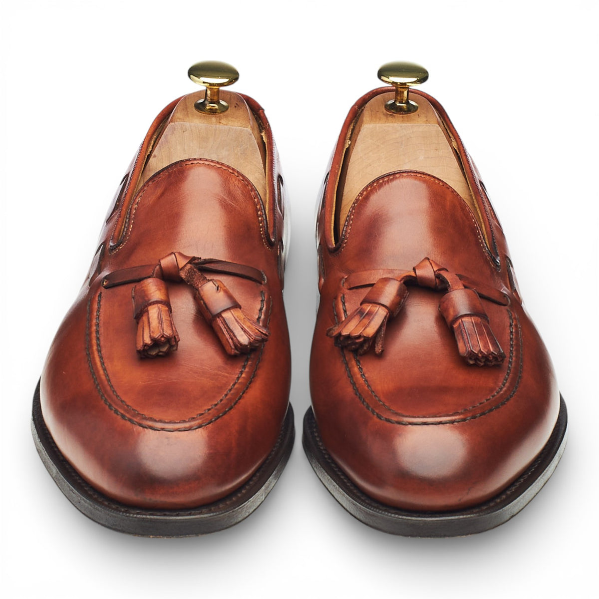 'Matisse' Tan Brown Leather Tassel Loafers UK 8.5 E