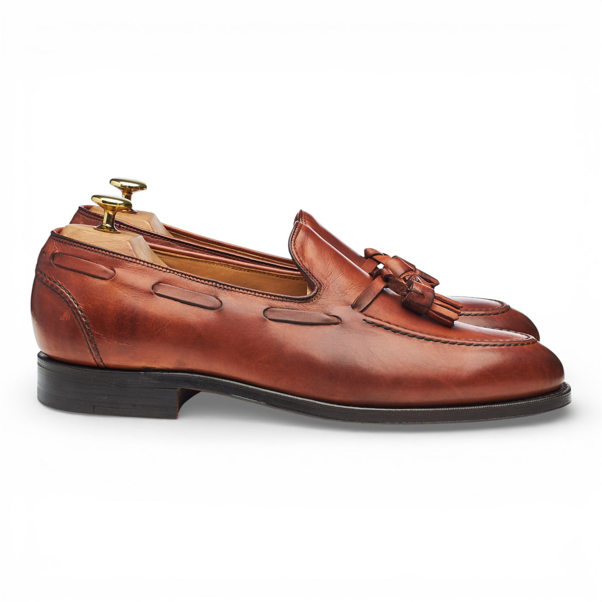 'Matisse' Tan Brown Leather Tassel Loafers UK 8.5 E