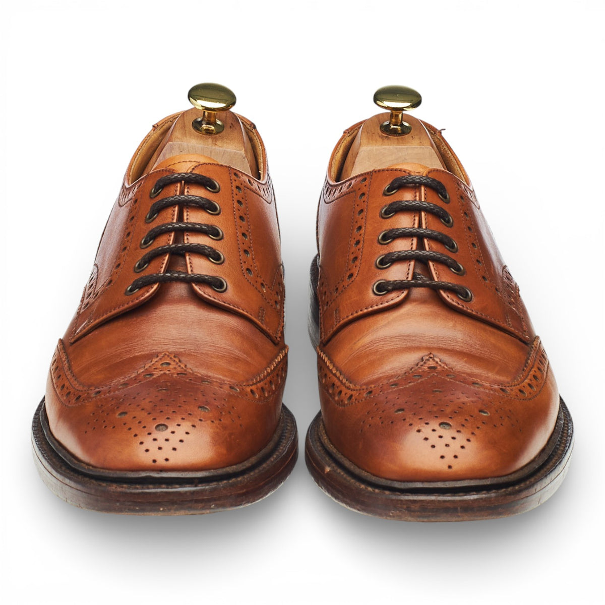 1880 'Chester' Tan Brown Leather Derby Brogues UK 8.5 F