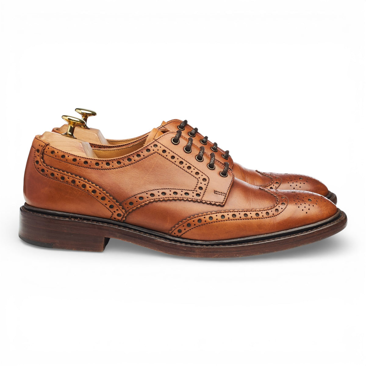 1880 'Chester' Tan Brown Leather Derby Brogues UK 8.5 F