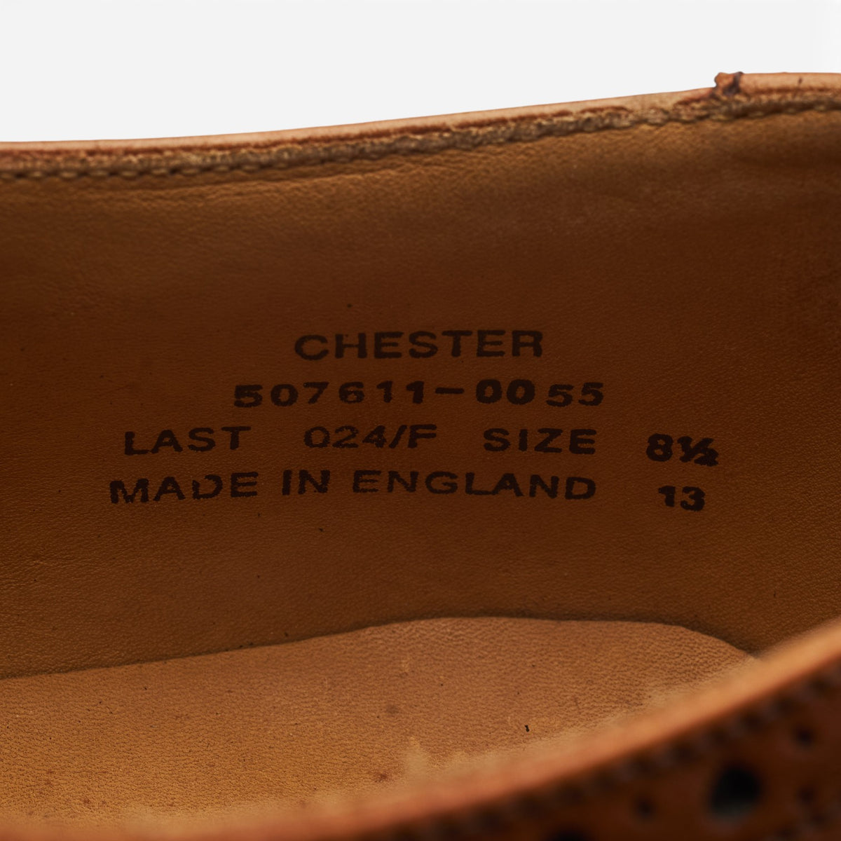 1880 'Chester' Tan Brown Leather Derby Brogues UK 8.5 F