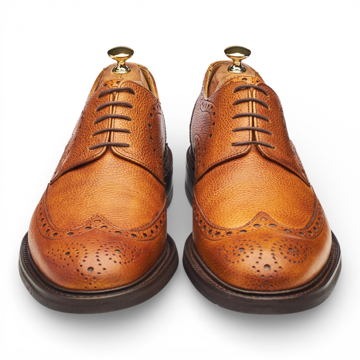 'Grassington' Tan Brown Grain Leather Derby Brogues UK 11 F
