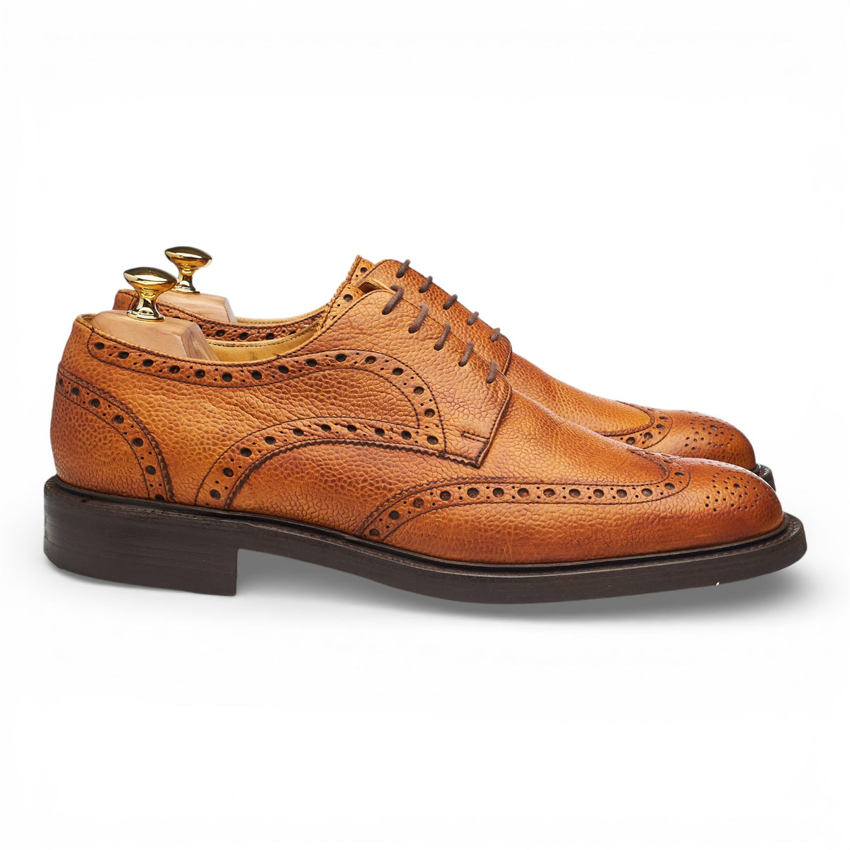 'Grassington' Tan Brown Grain Leather Derby Brogues UK 11 F