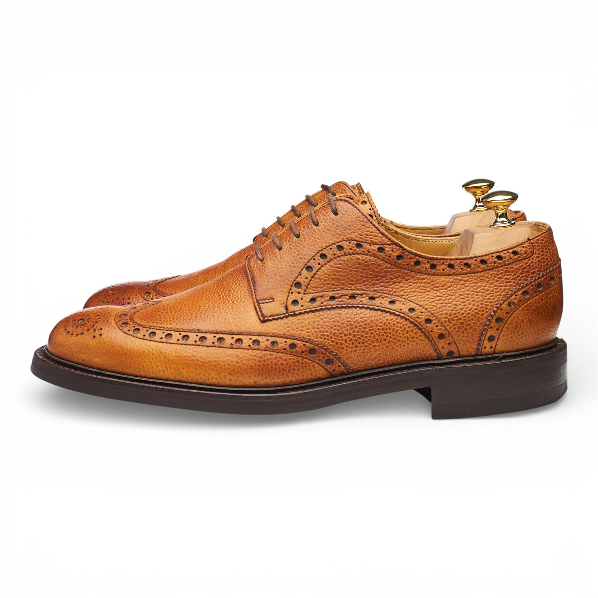 'Grassington' Tan Brown Grain Leather Derby Brogues UK 11 F