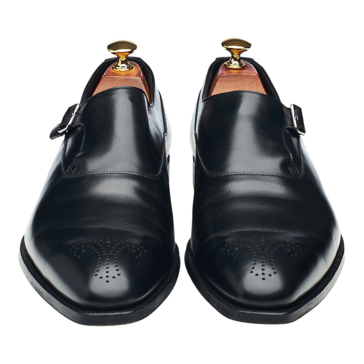 'Winston' Black Leather Monk Strap UK 9 E