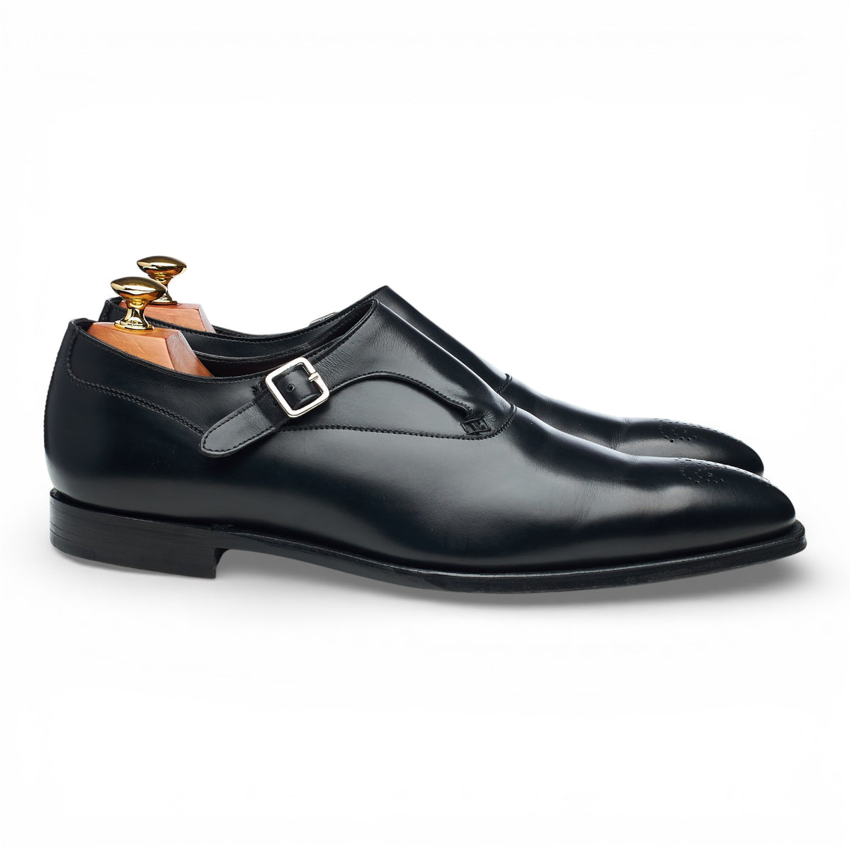 'Winston' Black Leather Monk Strap UK 9 E