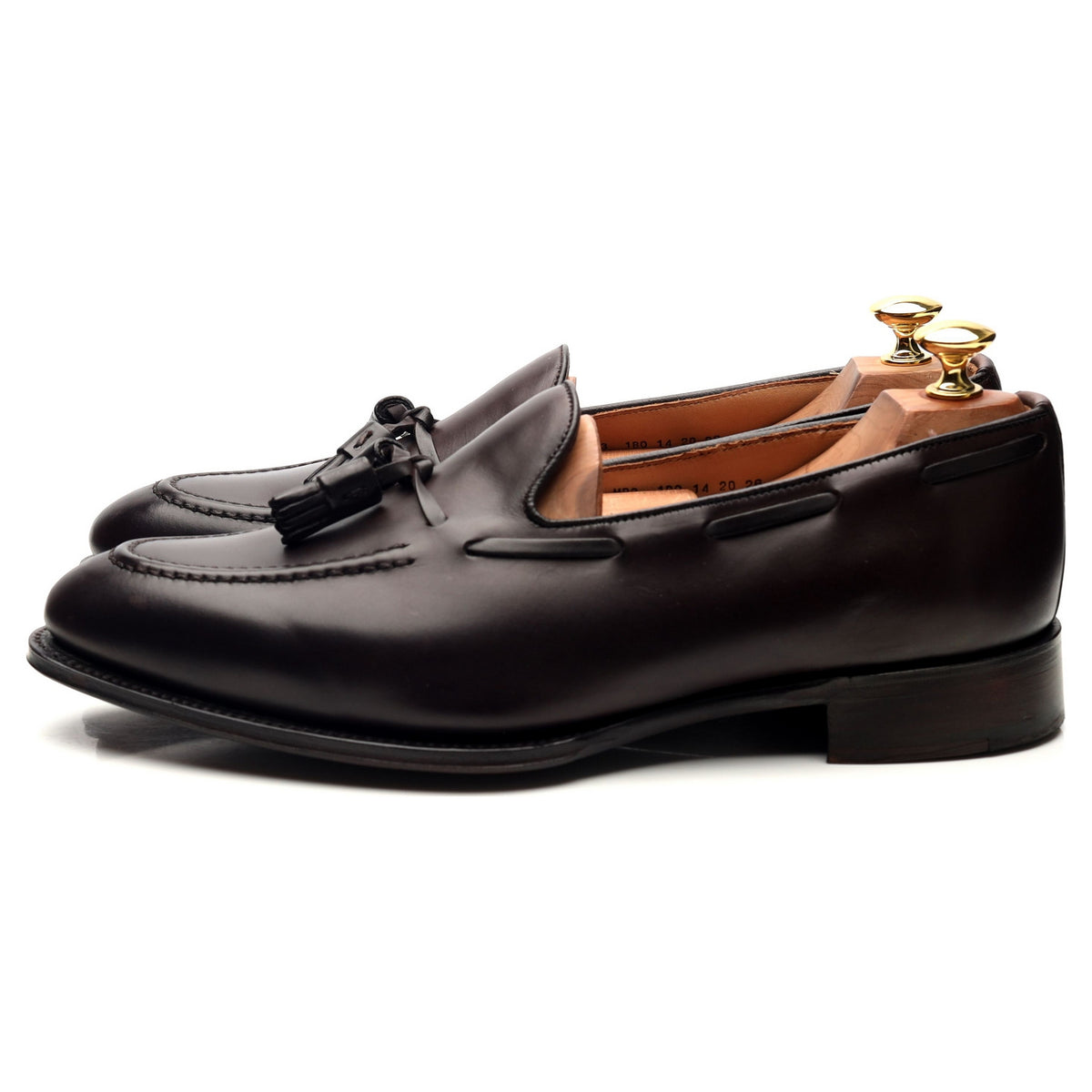 &#39;Adrian&#39; Dark Brown Tassel Leather Loafers UK 9