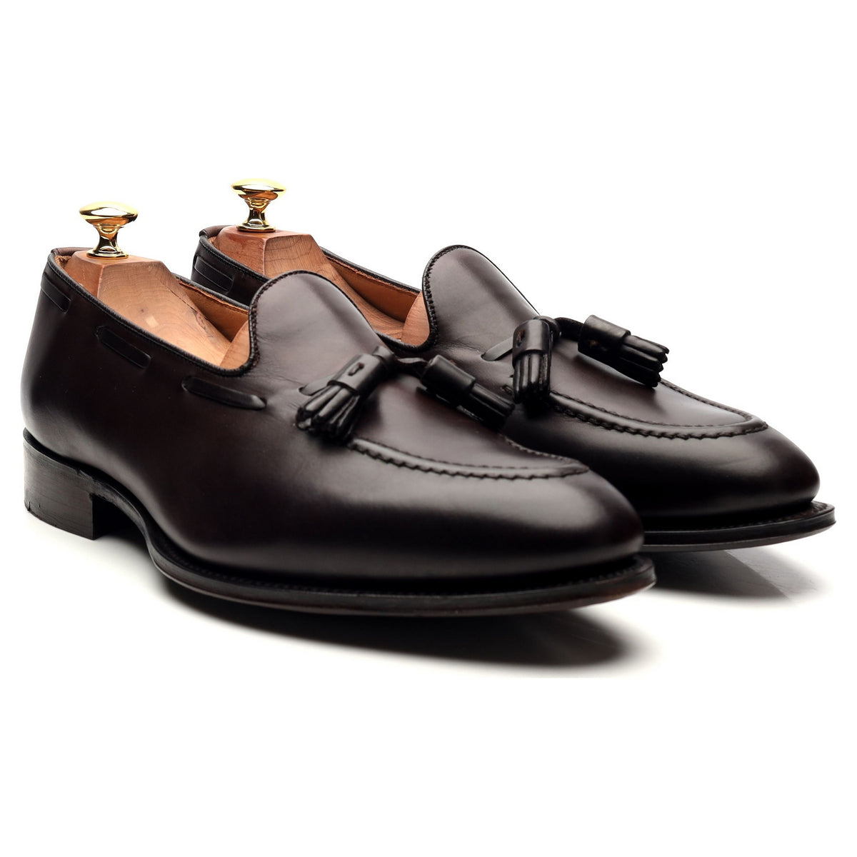 &#39;Adrian&#39; Dark Brown Tassel Leather Loafers UK 9