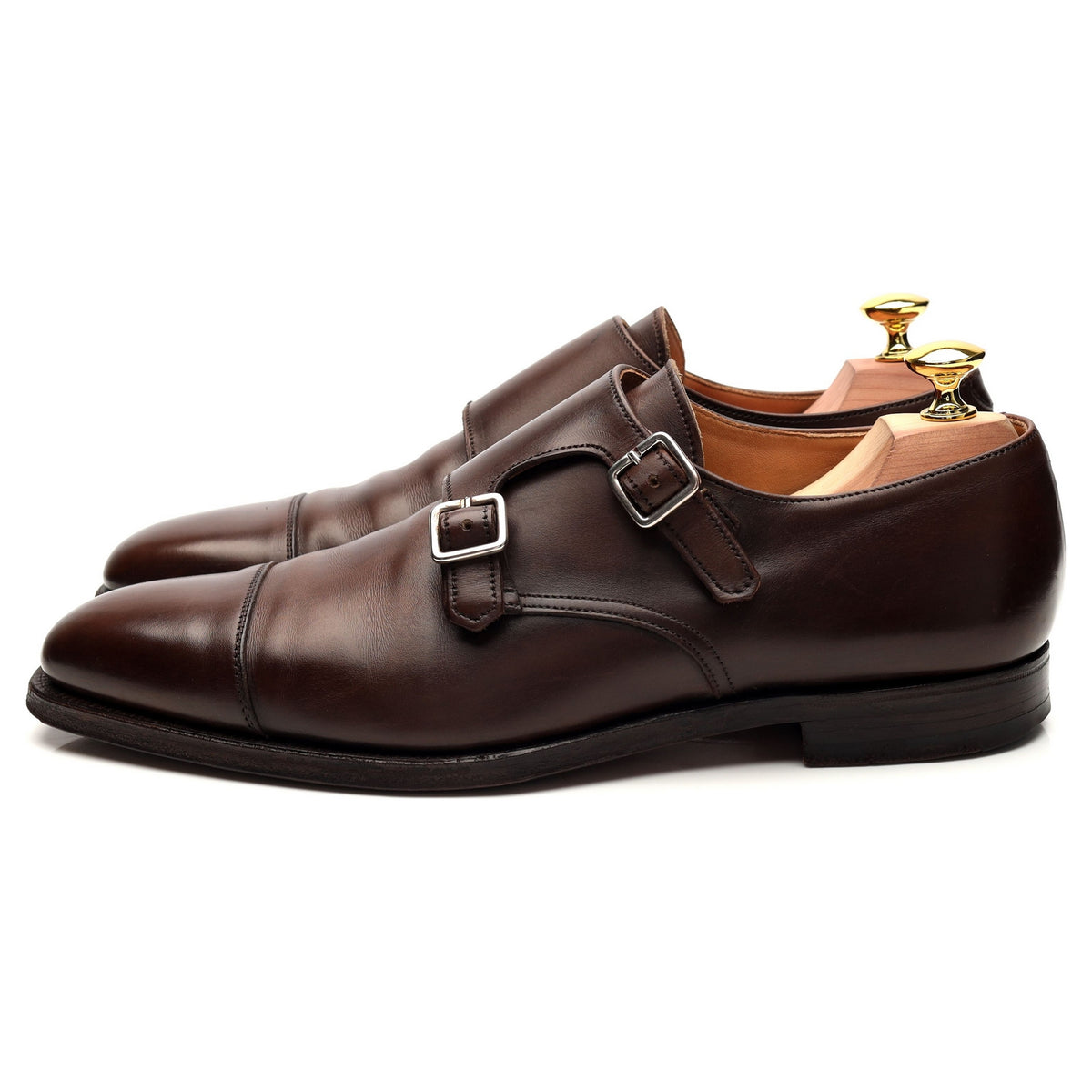 &#39;Lowndes&#39; Dark Brown Leather Double Monk Strap UK 7 E