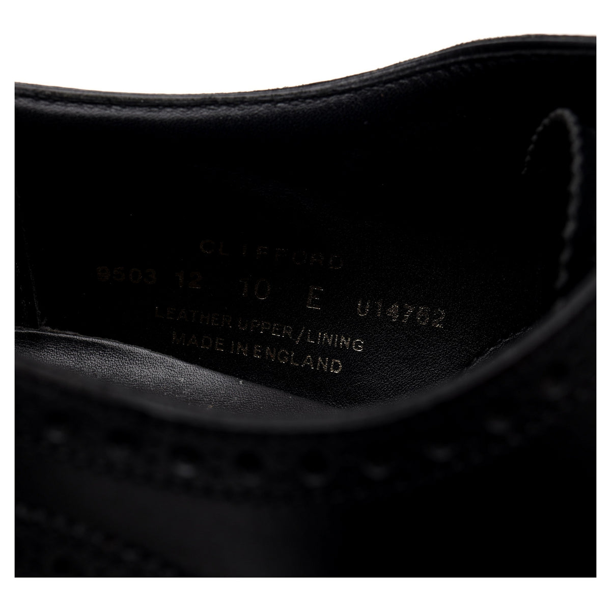 &#39;Clifford&#39; Black Leather Oxford Brogue UK 10 E