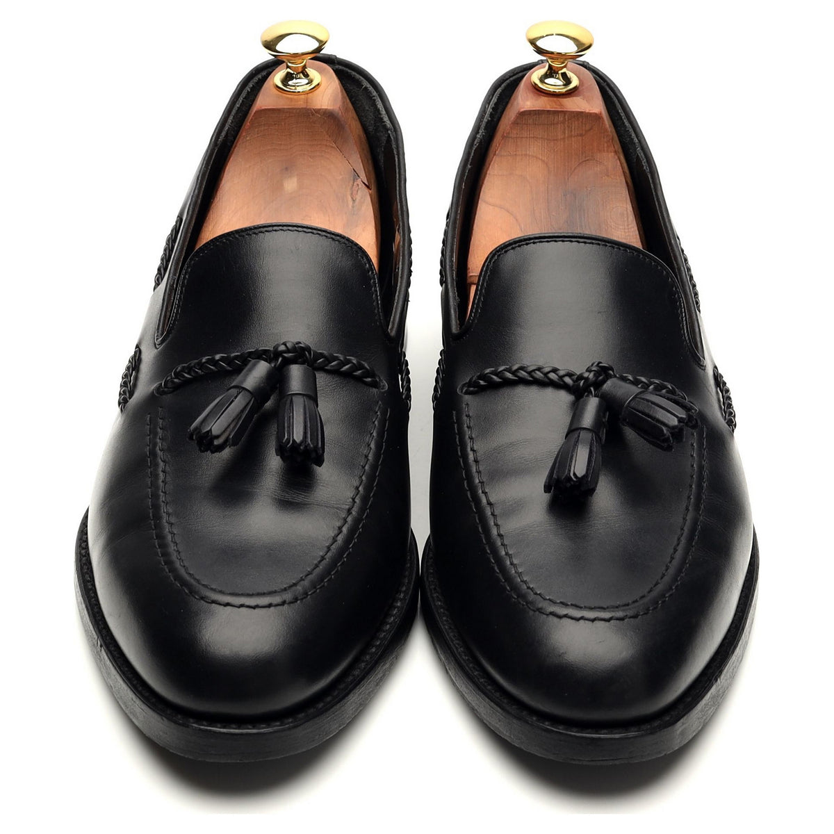 1880 &#39;Temple&#39; Black Leather Tassel Loafer UK 9 F