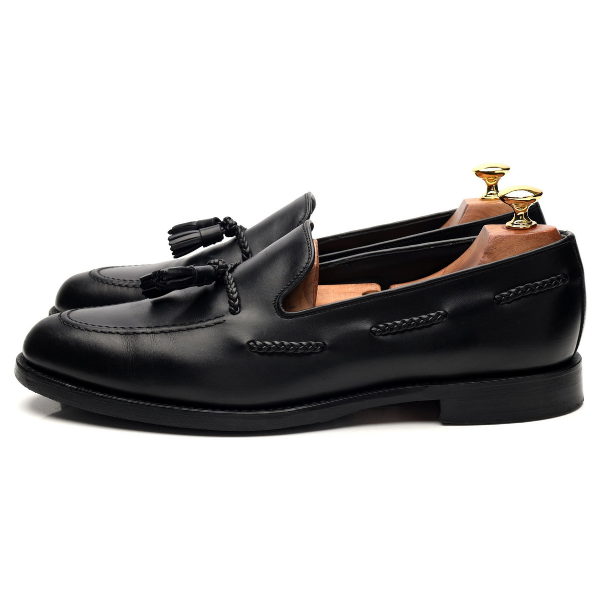 1880 &#39;Temple&#39; Black Leather Tassel Loafer UK 9 F