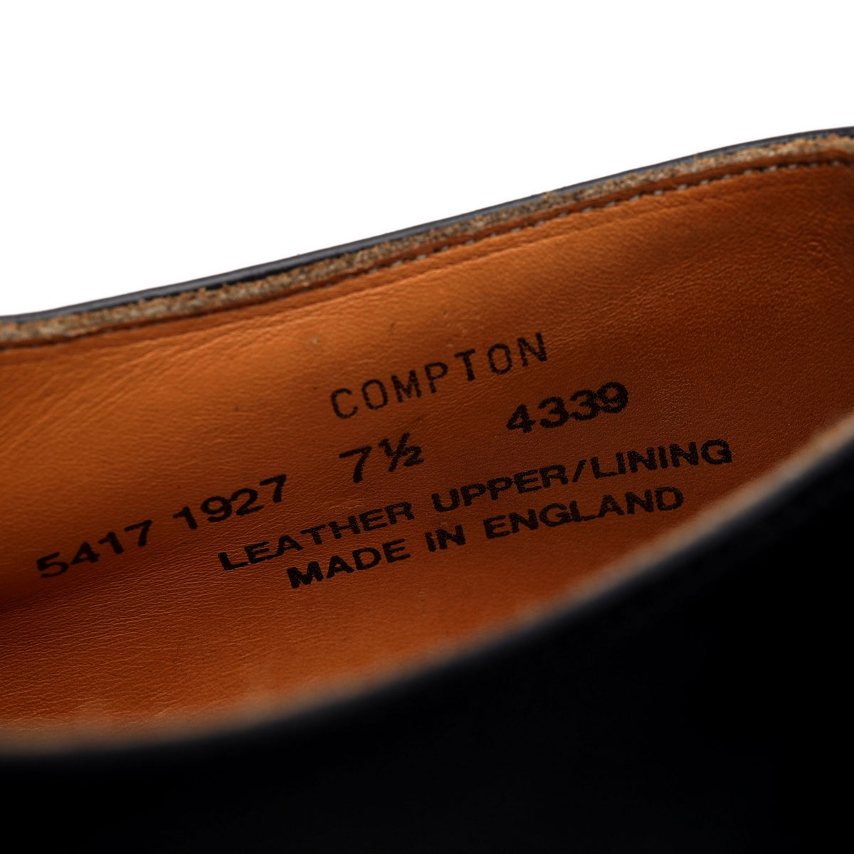 &#39;Compton&#39; Black Leather Derby UK 7.5