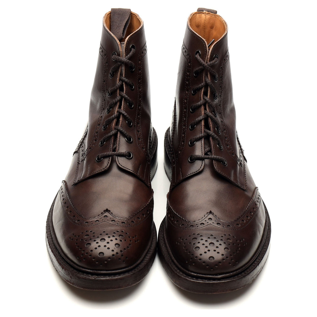 &#39;Stow&#39; Dark Brown Leather Brogue Boots UK 10