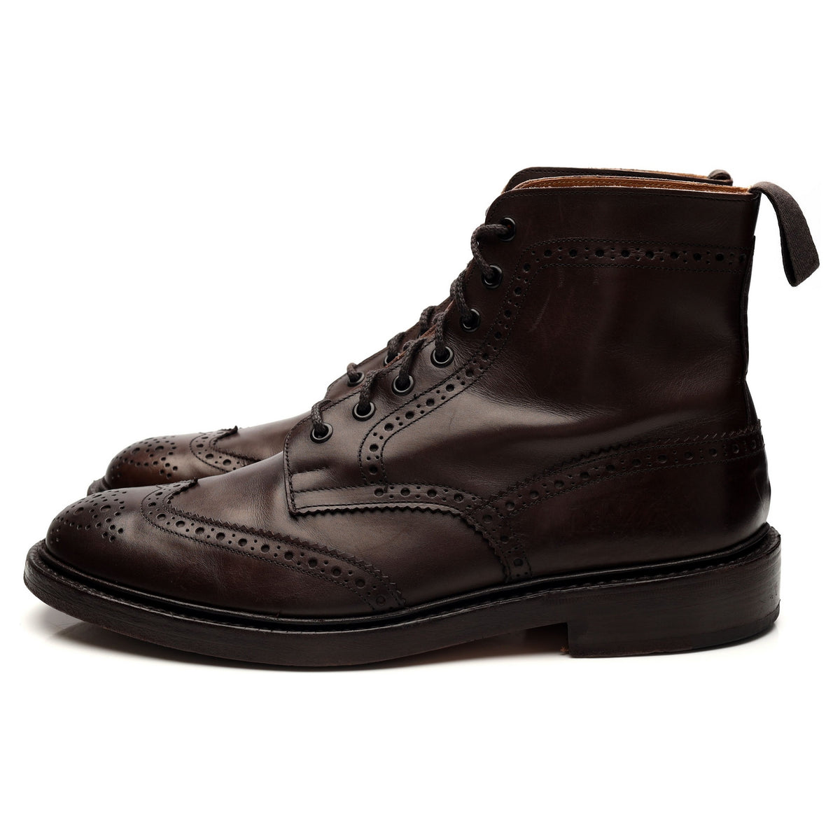 &#39;Stow&#39; Dark Brown Leather Brogue Boots UK 10