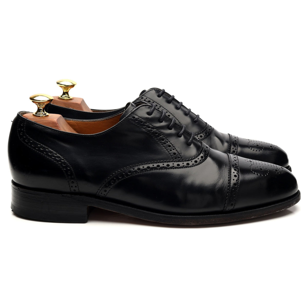 &#39;Alfred&#39; Black Leather Oxford Brogue UK 8 G