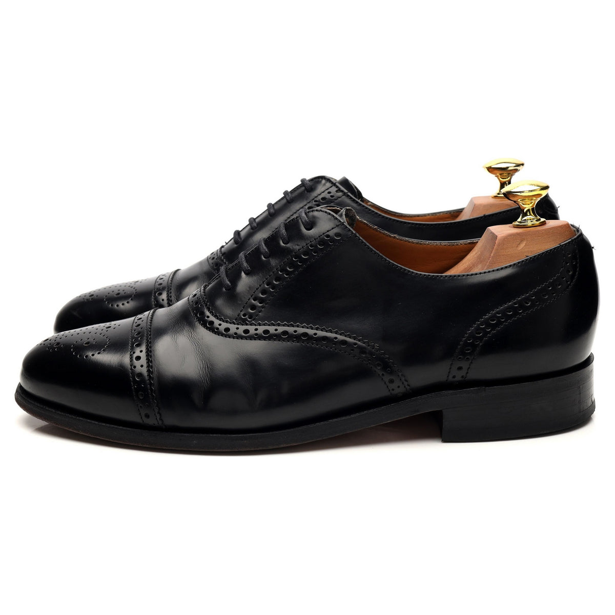 &#39;Alfred&#39; Black Leather Oxford Brogue UK 8 G