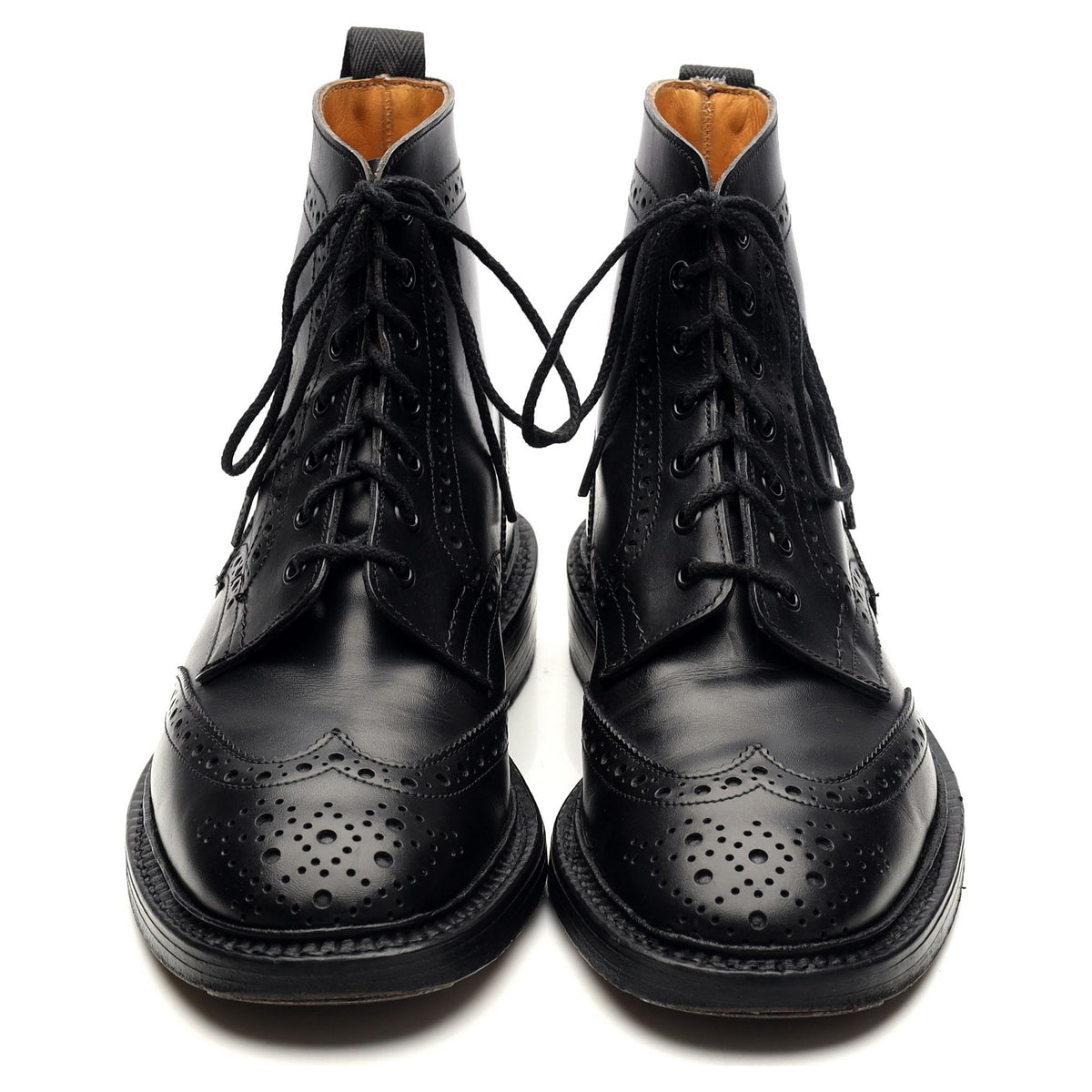 &#39;Stow&#39; Black Leather Boots Brogues UK 6
