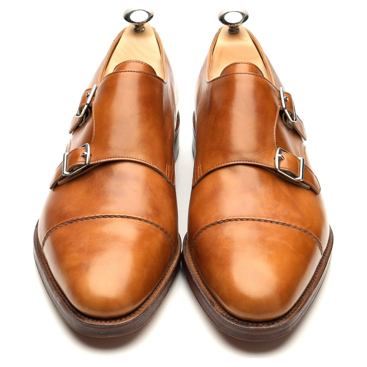 'William II' Tan Brown Museum Leather Double Monk Strap UK 10.5 E