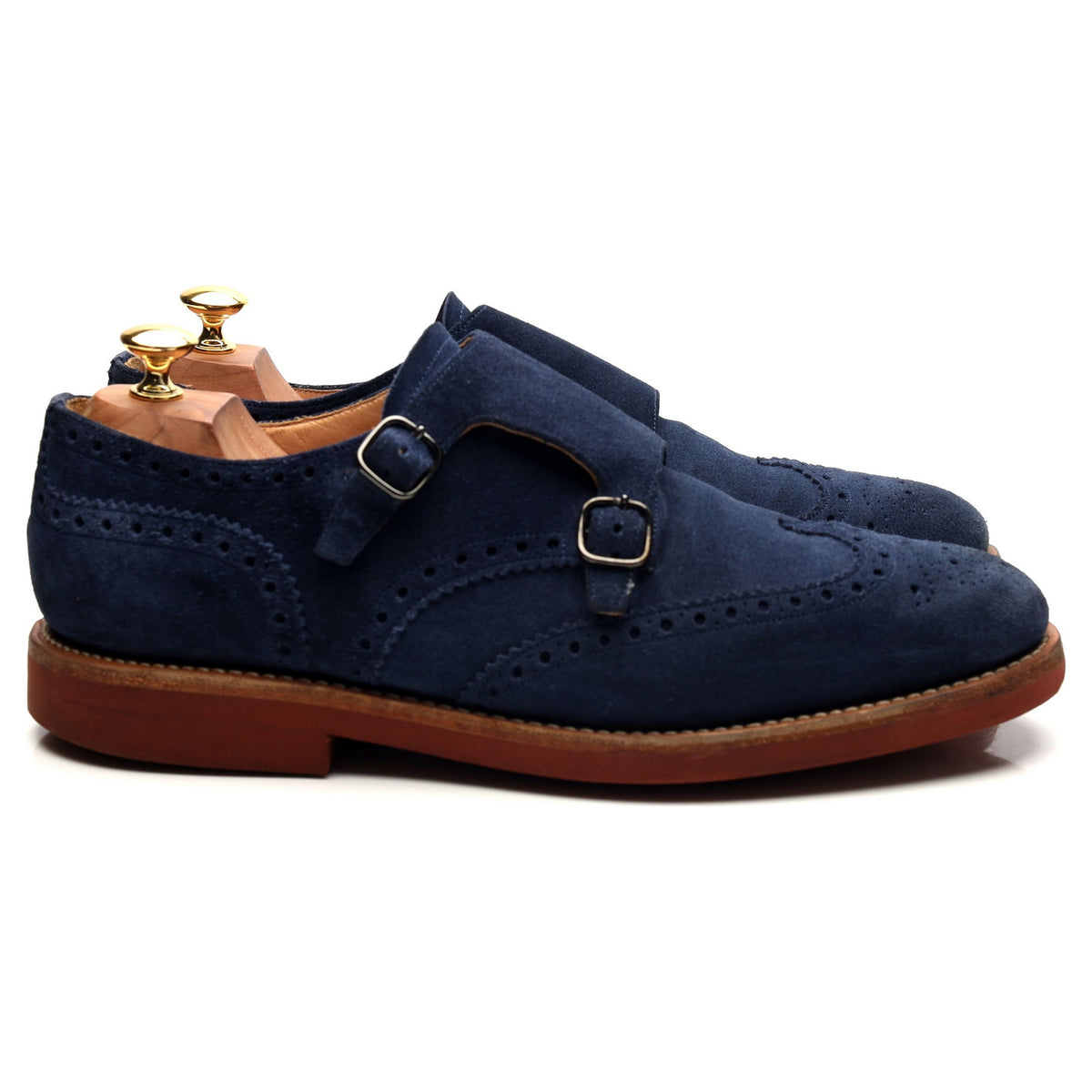 &#39;Kelby&#39; Navy Blue Suede Double Monk Strap UK 10 F