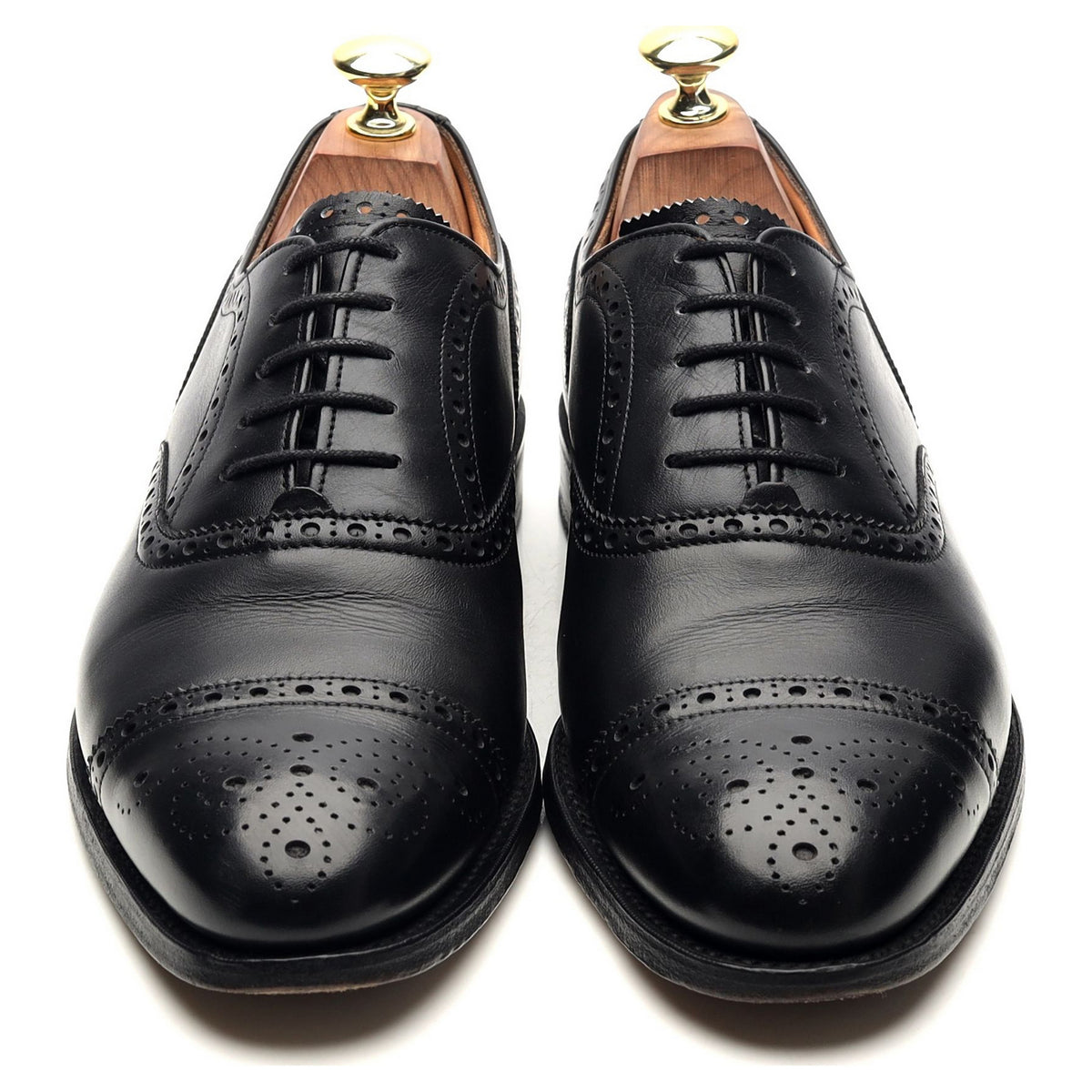 Black Leather Oxford Semi Brogues UK 7.5 E