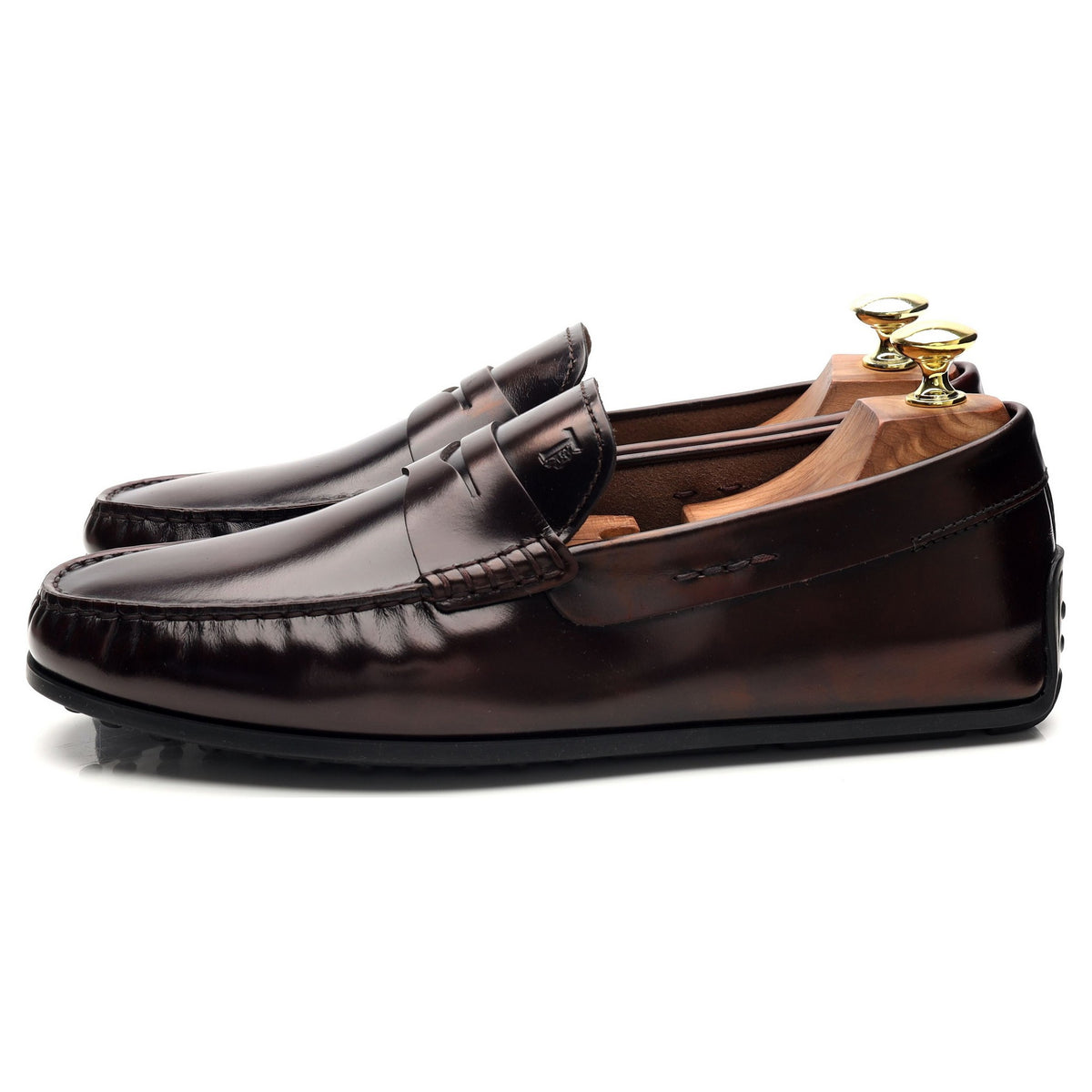 &#39;Bucharest&#39; Burgundy Leather Driving Loafers UK 7