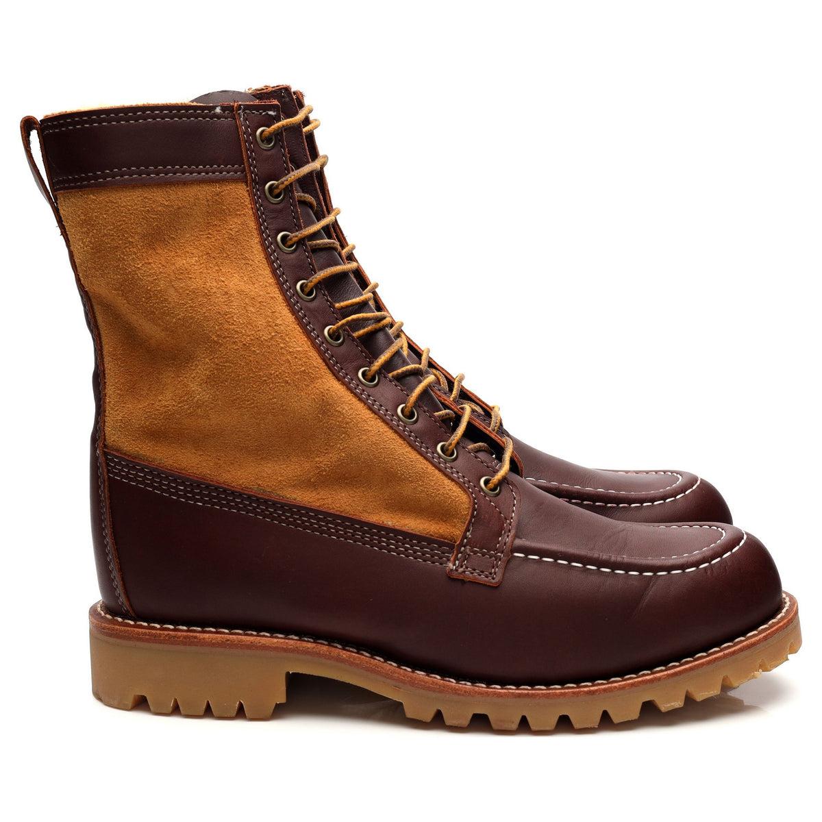 &#39;1901G52&#39; Brown Leather Tan Suede Boots UK 8 US 9 E