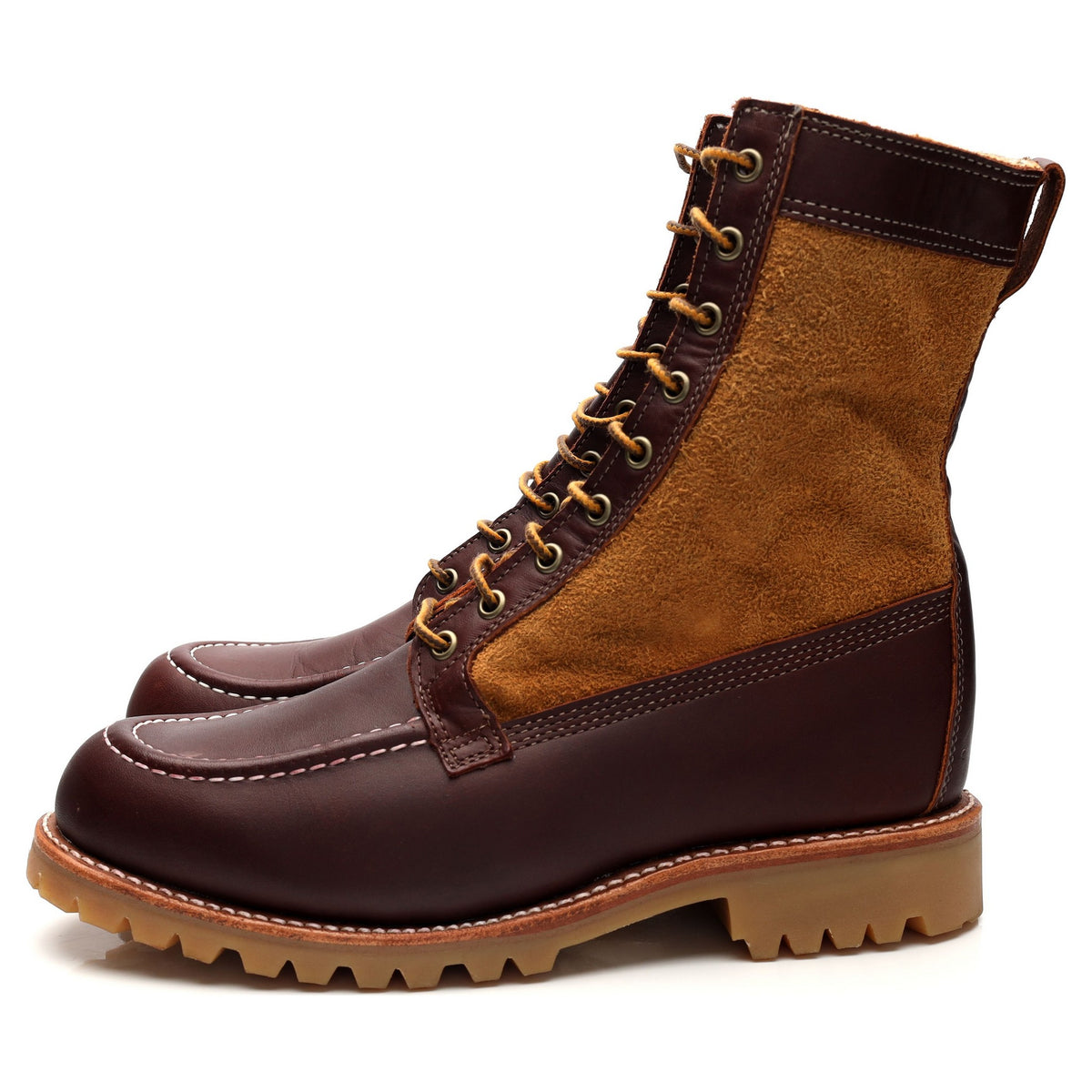 &#39;1901G52&#39; Brown Leather Tan Suede Boots UK 8 US 9 E