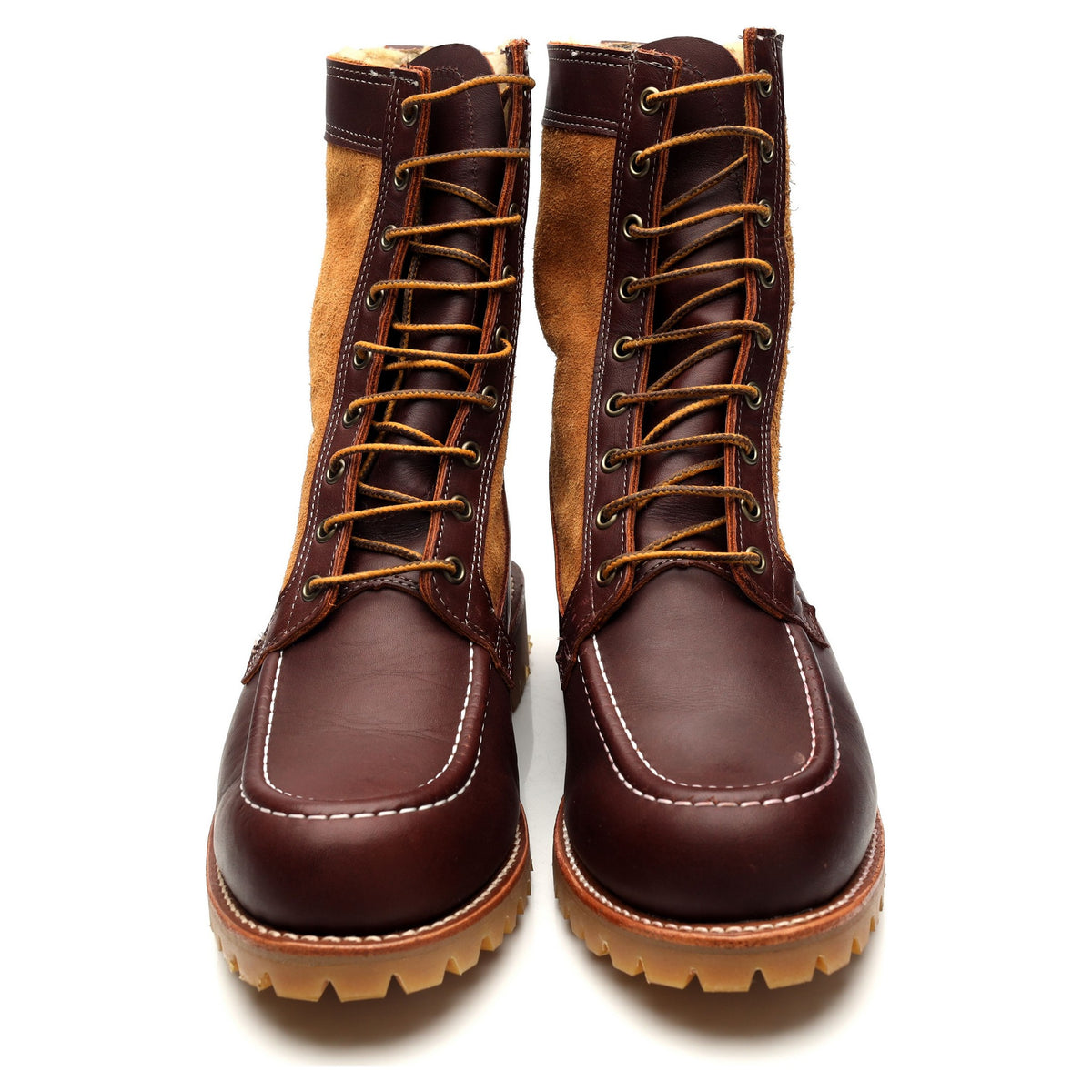 &#39;1901G52&#39; Brown Leather Tan Suede Boots UK 8 US 9 E