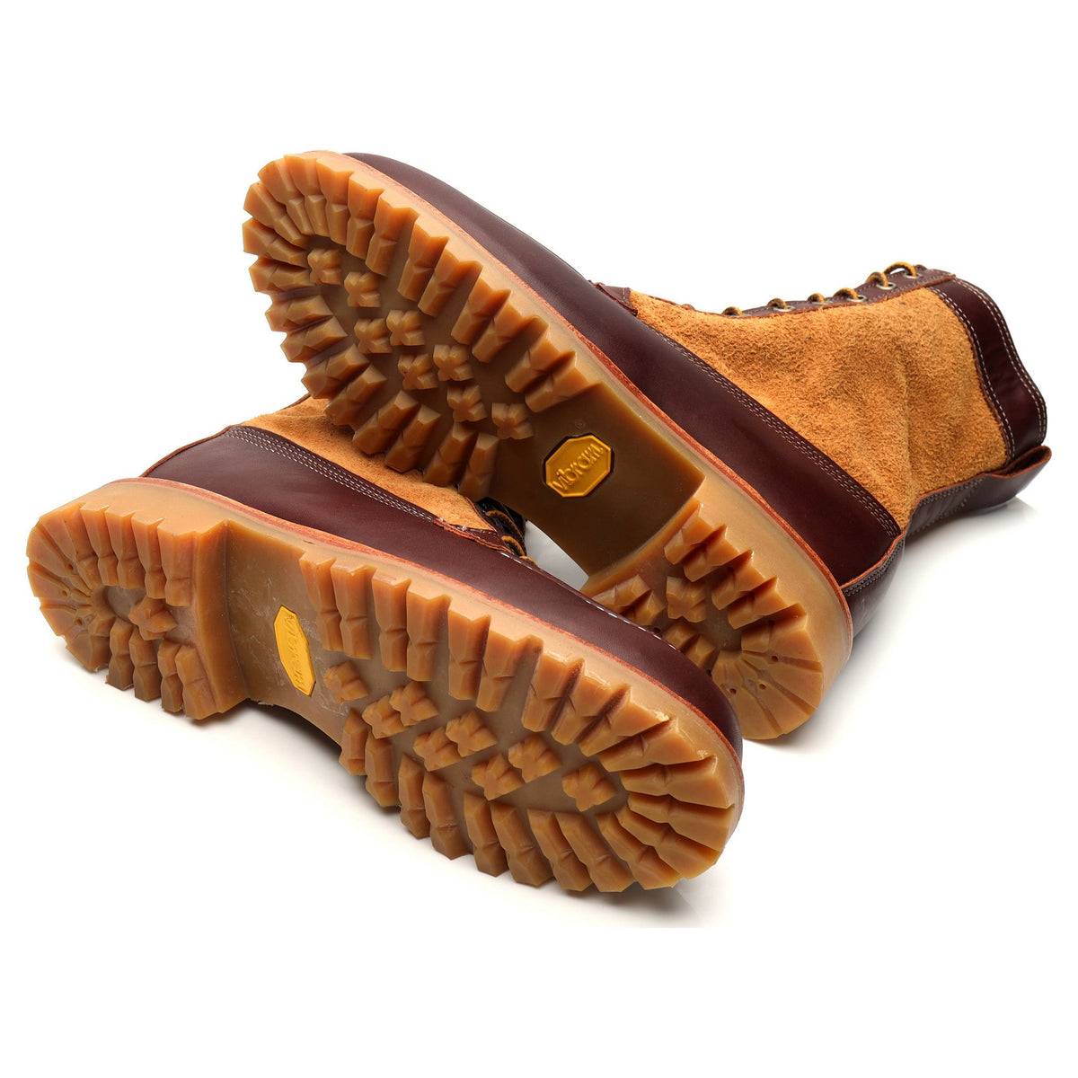&#39;1901G52&#39; Brown Leather Tan Suede Boots UK 8 US 9 E