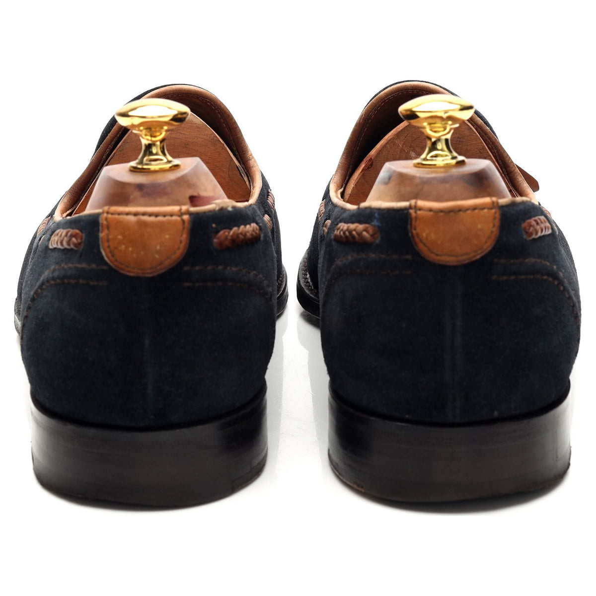 &#39;Hubert&#39; Navy Blue Suede Tassel Loafers UK 11 F