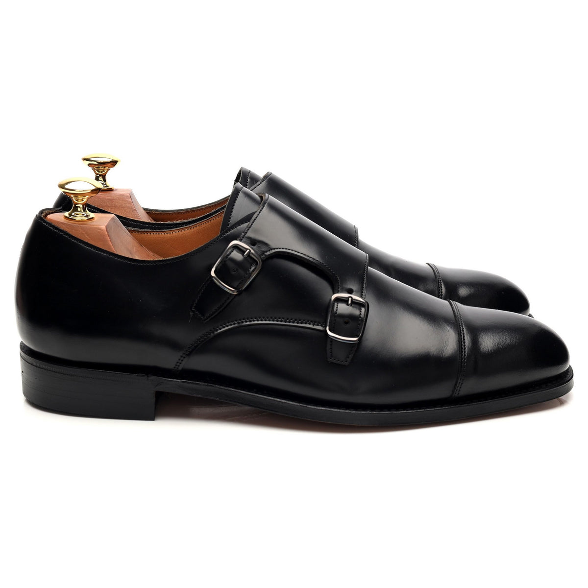 &#39;Barrett&#39; Black Leather Double Monk Strap UK 9 F