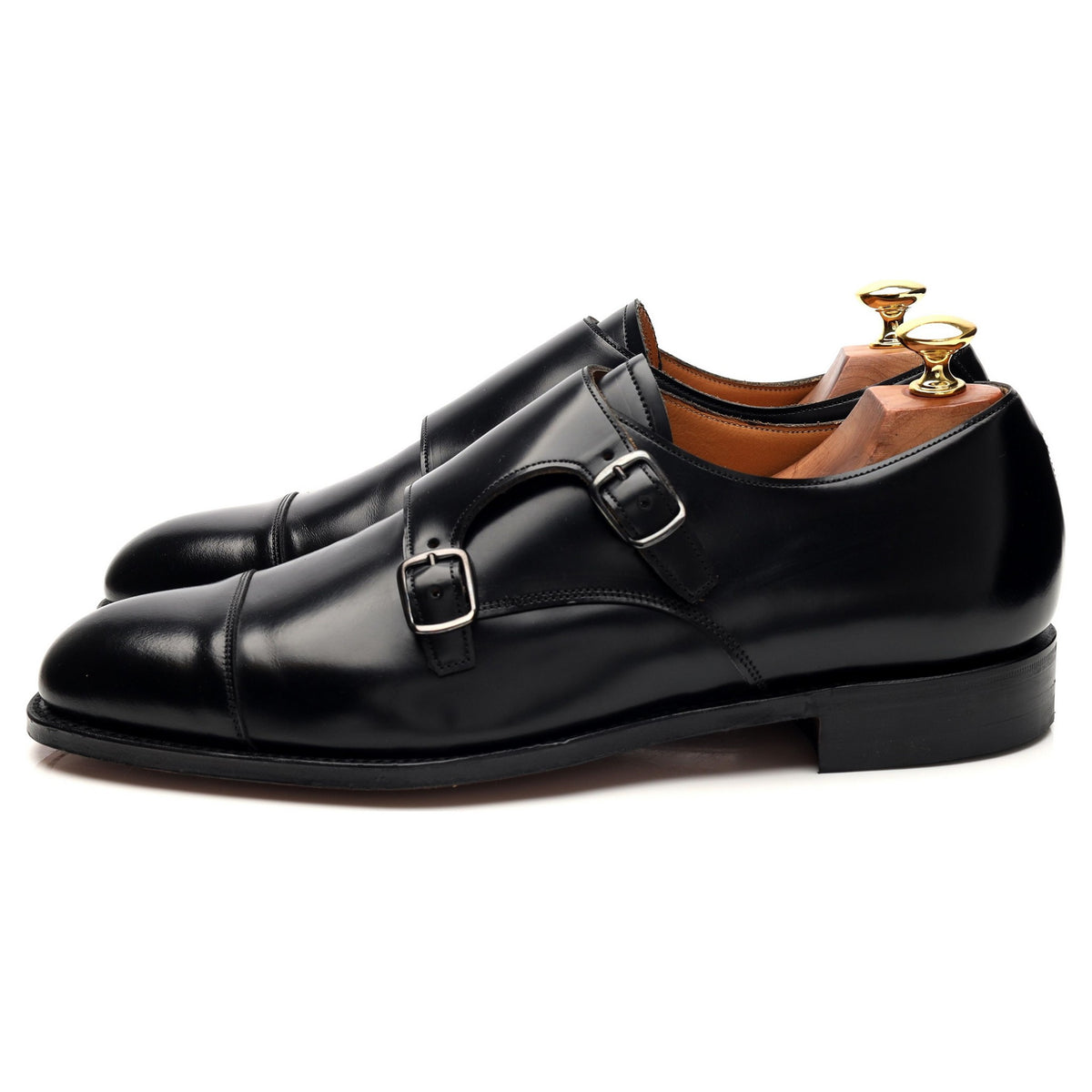 &#39;Barrett&#39; Black Leather Double Monk Strap UK 9 F