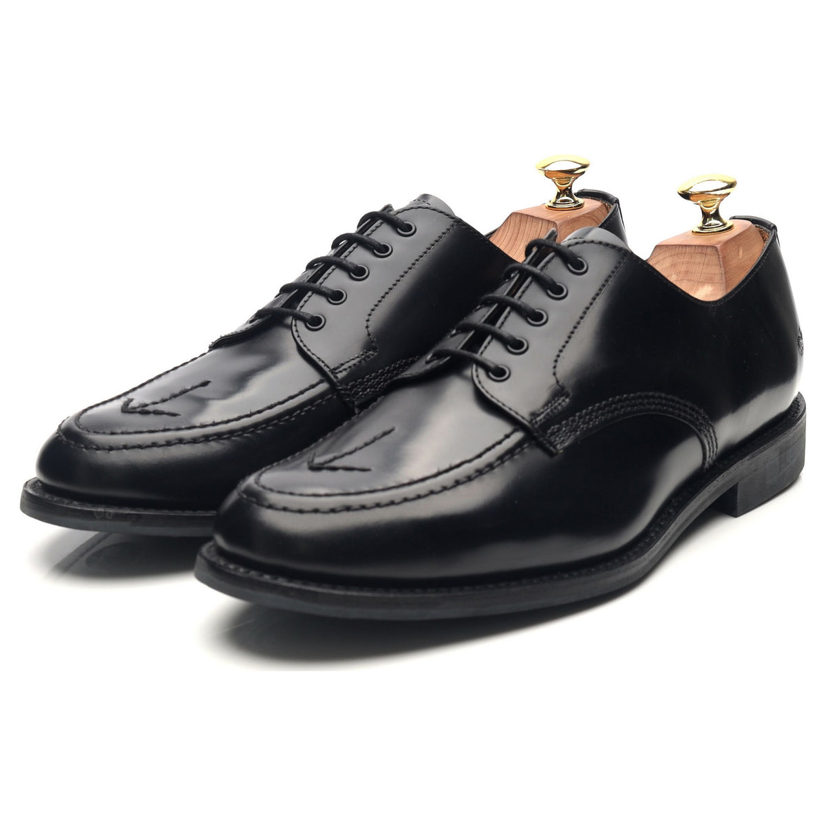 &#39;1137B&#39; Black Leather Apron Derby UK 8 F