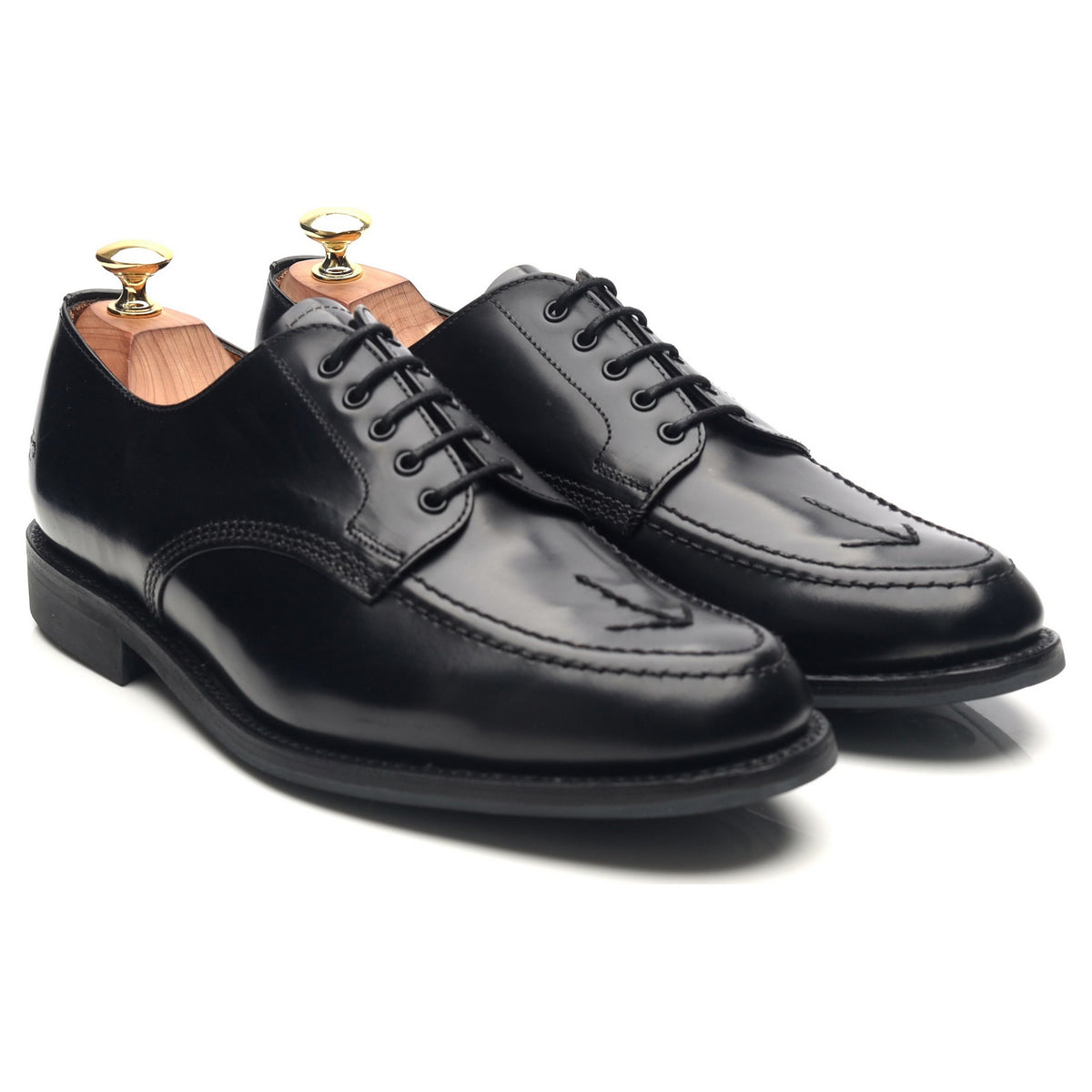 1137B' Black Leather Apron Derby UK 8 F - Abbot's Shoes