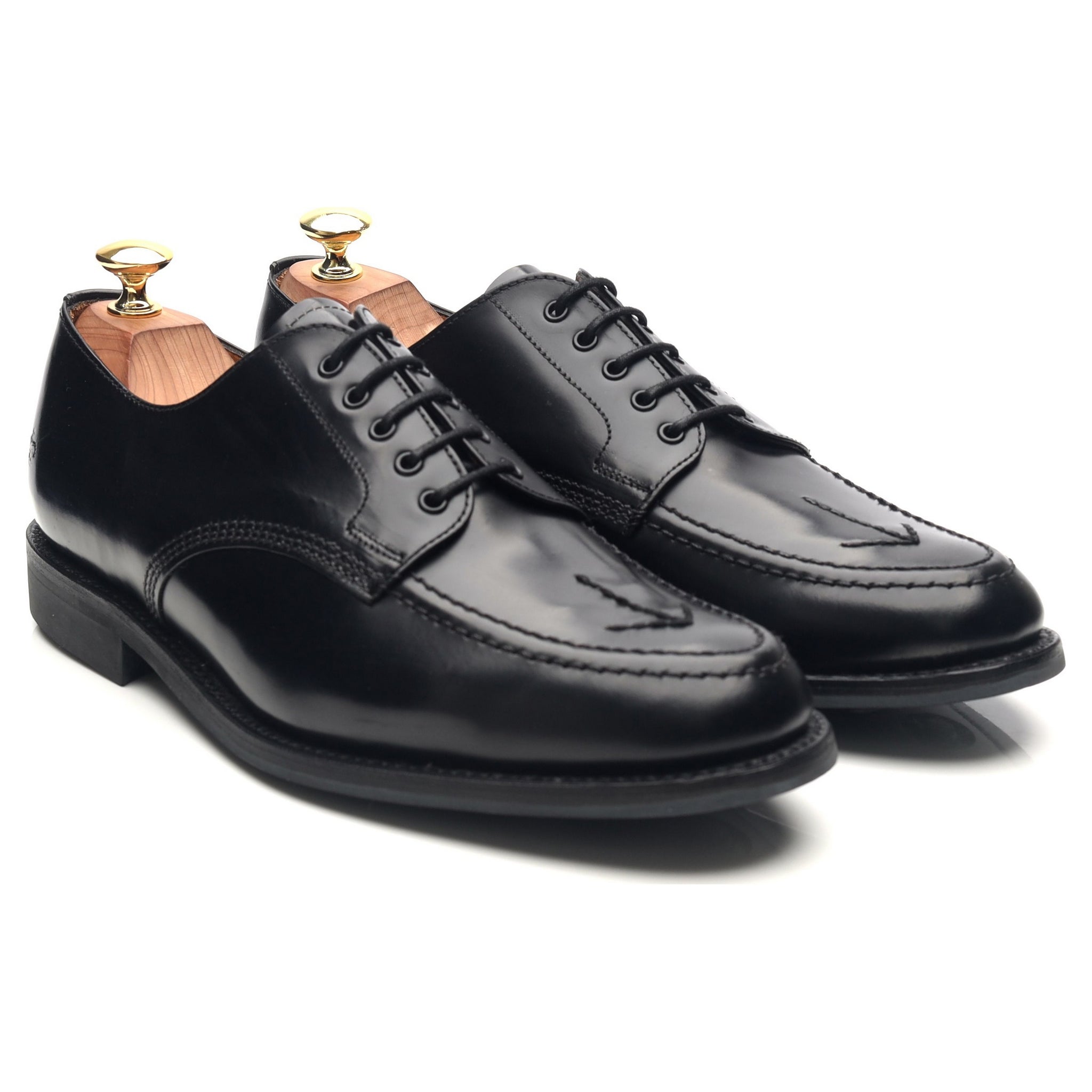 1137B' Black Leather Apron Derby UK 8 F - Abbot's Shoes