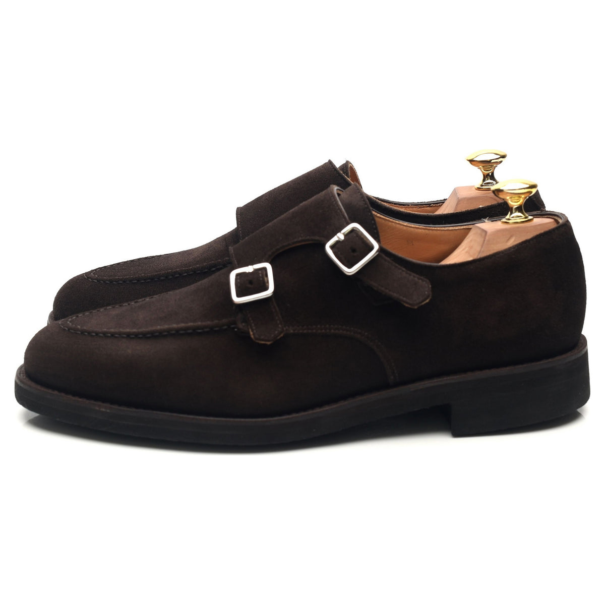 Whitby' Dark Brown Suede Double Monk Straps UK 8 E - Abbot's Shoes