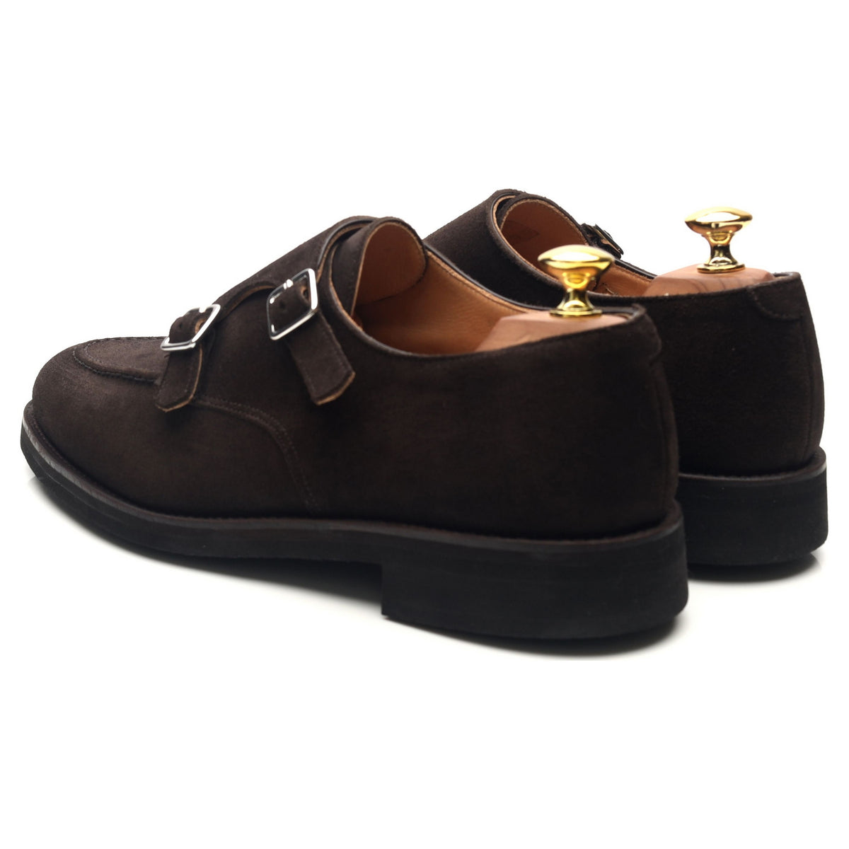 &#39;Whitby&#39; Dark Brown Suede Double Monk Straps UK 8 E