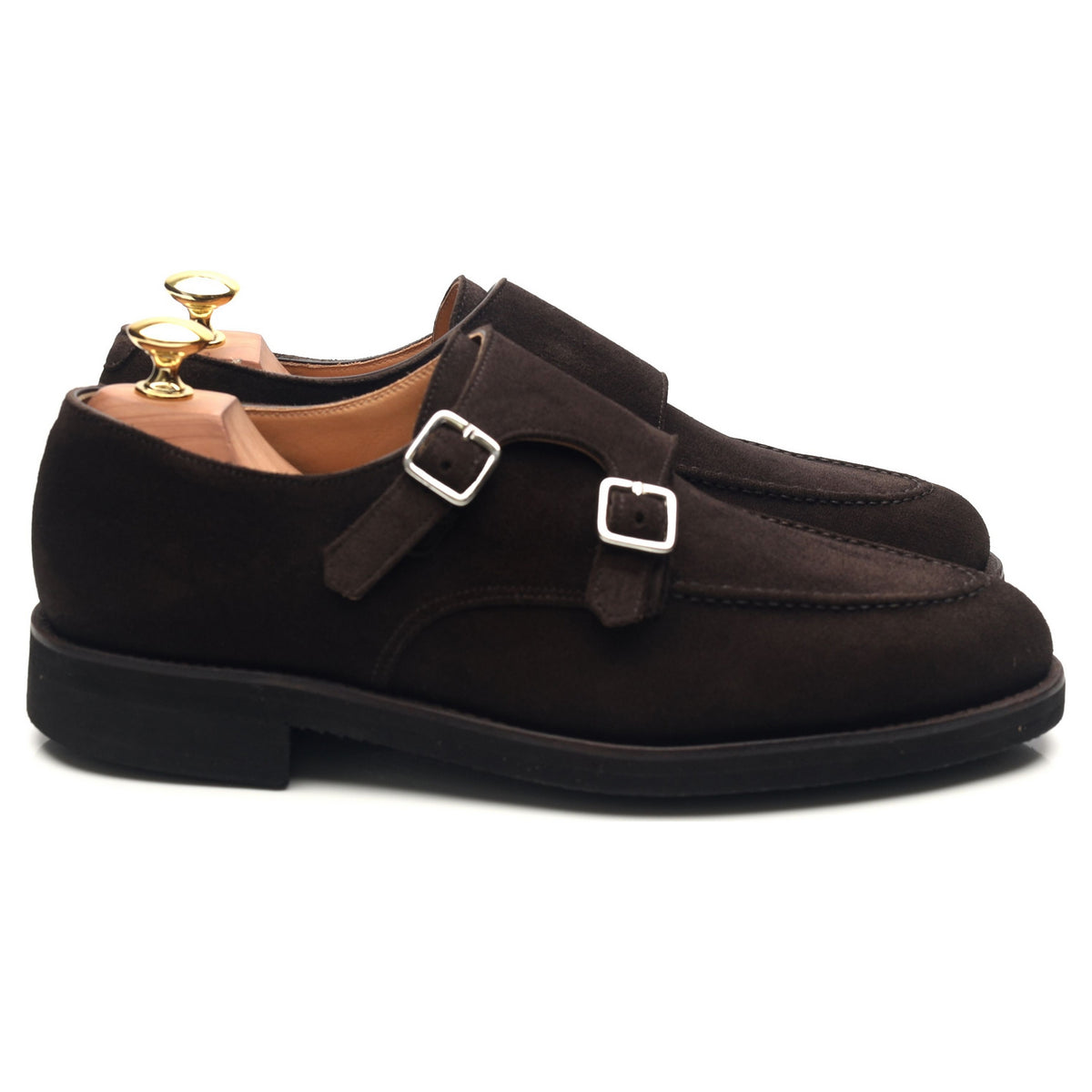 &#39;Whitby&#39; Dark Brown Suede Double Monk Straps UK 8 E