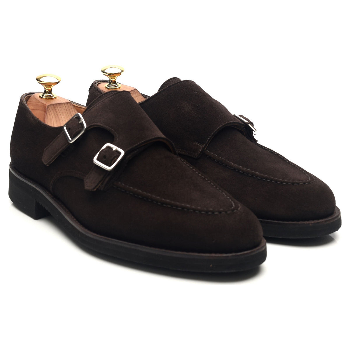 &#39;Whitby&#39; Dark Brown Suede Double Monk Straps UK 8 E