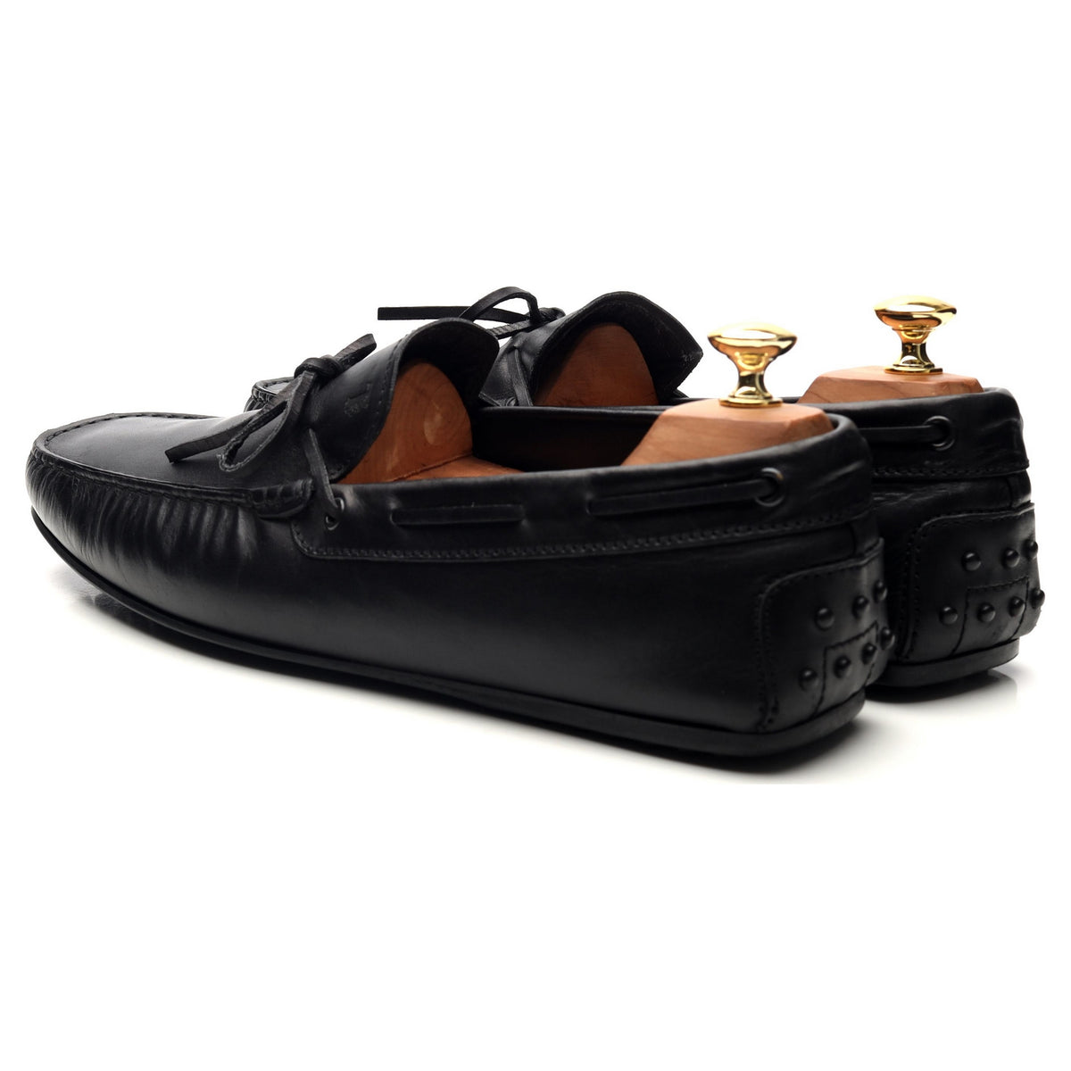 Gommino Black Leather Driving Loafers UK 10