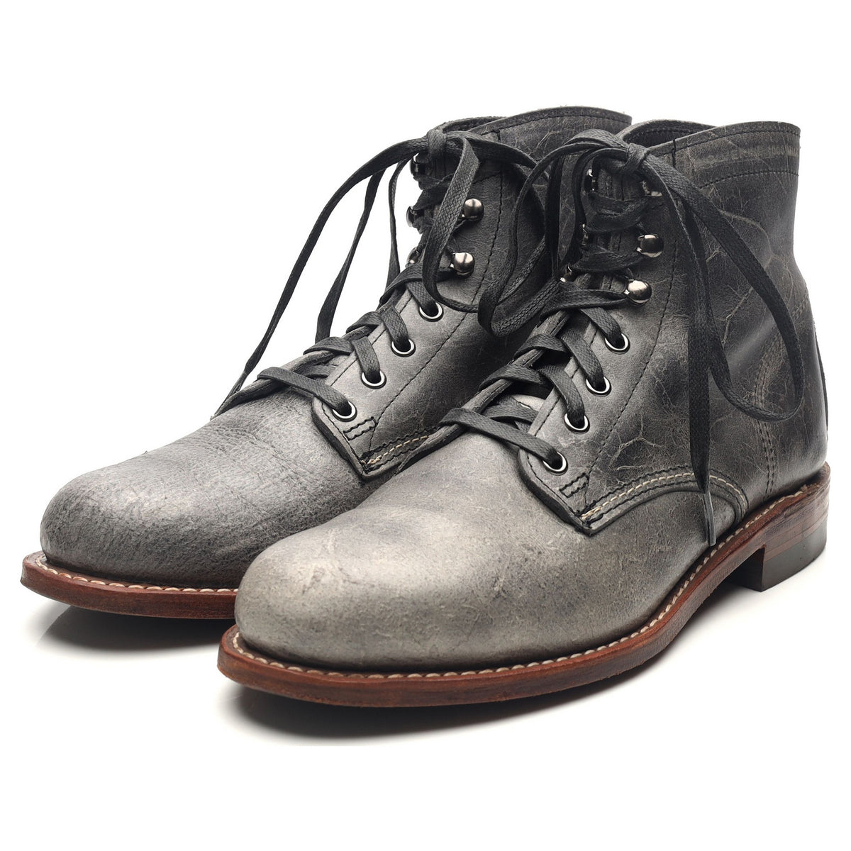 1000 Mile &#39;Evans&#39; Grey Leather Boots UK 6.5 US 7.5