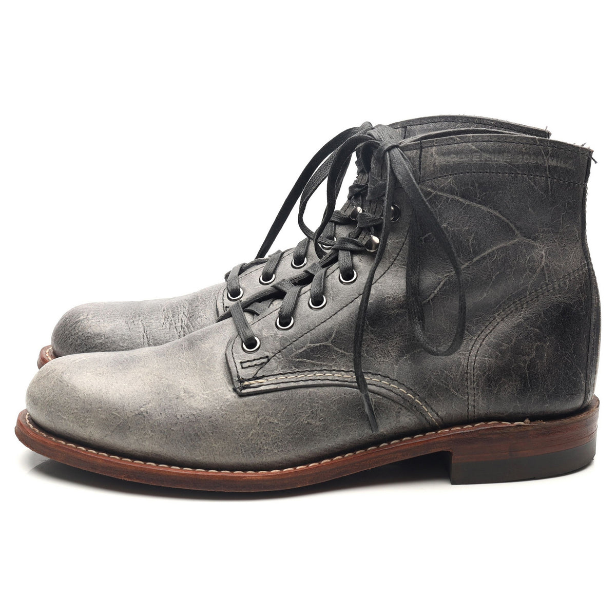 1000 Mile &#39;Evans&#39; Grey Leather Boots UK 6.5 US 7.5