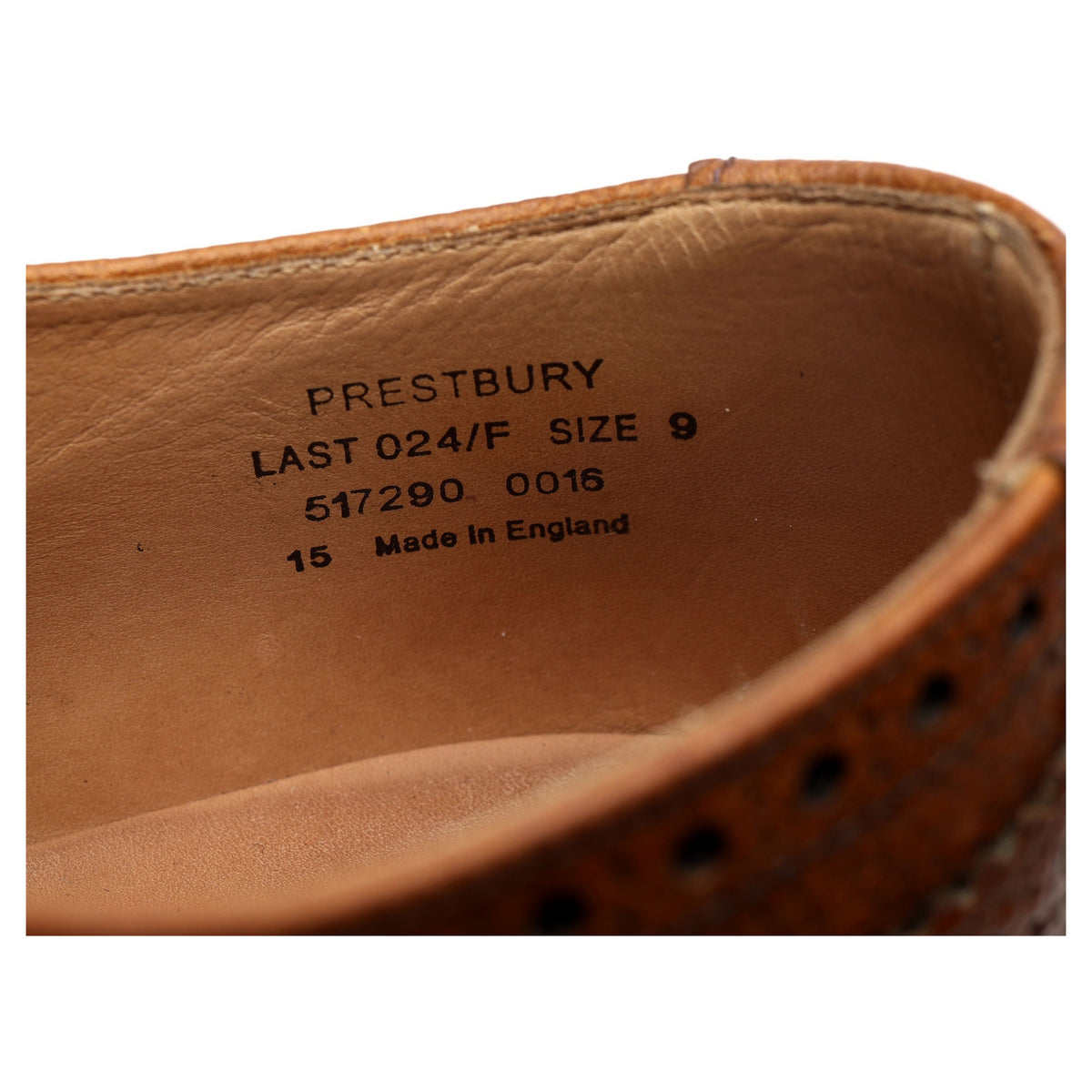 1880 &#39;Prestbury&#39; Tan Brown Leather Derby Brogues UK 9 F