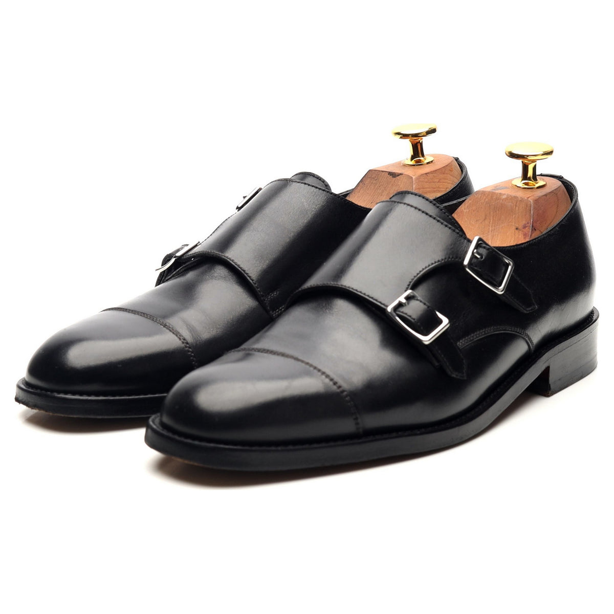 &#39;Women&#39;s&#39; Black Leather Double Monk Strap UK 4.5 D