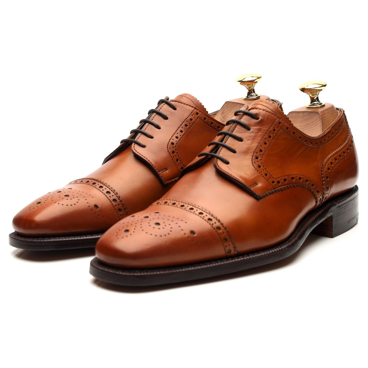 &#39;Randolph&#39; Tan Brown Leather Derby Brogues UK 6 F