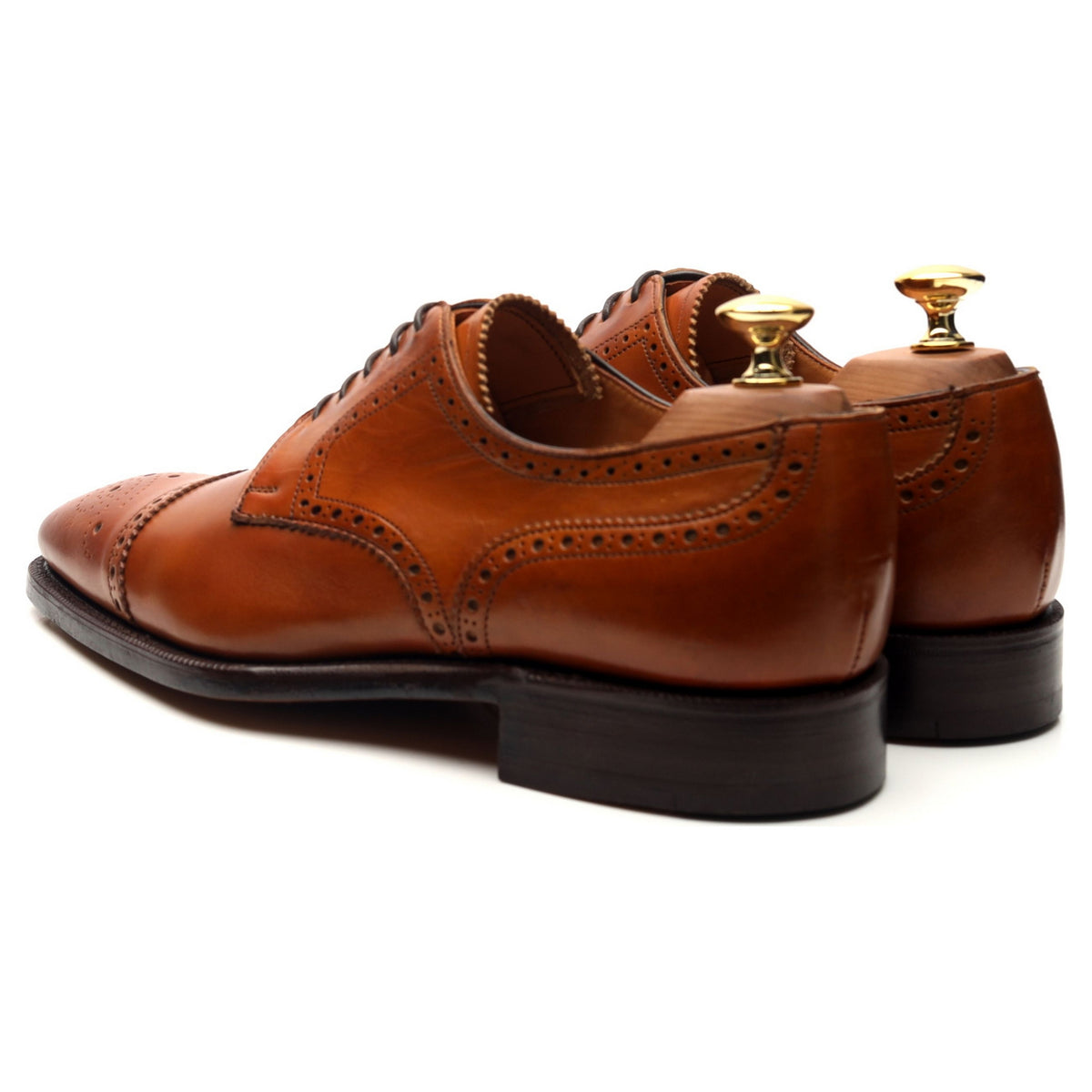 &#39;Randolph&#39; Tan Brown Leather Derby Brogues UK 6 F