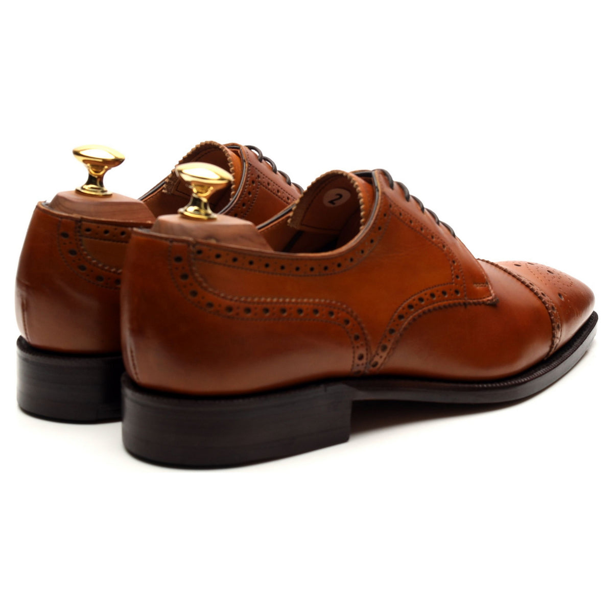 &#39;Randolph&#39; Tan Brown Leather Derby Brogues UK 6 F