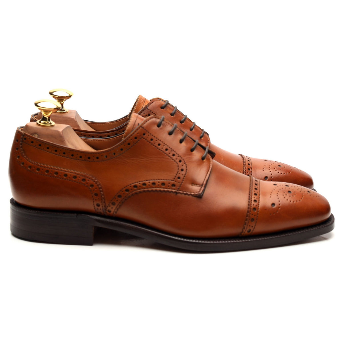 &#39;Randolph&#39; Tan Brown Leather Derby Brogues UK 6 F